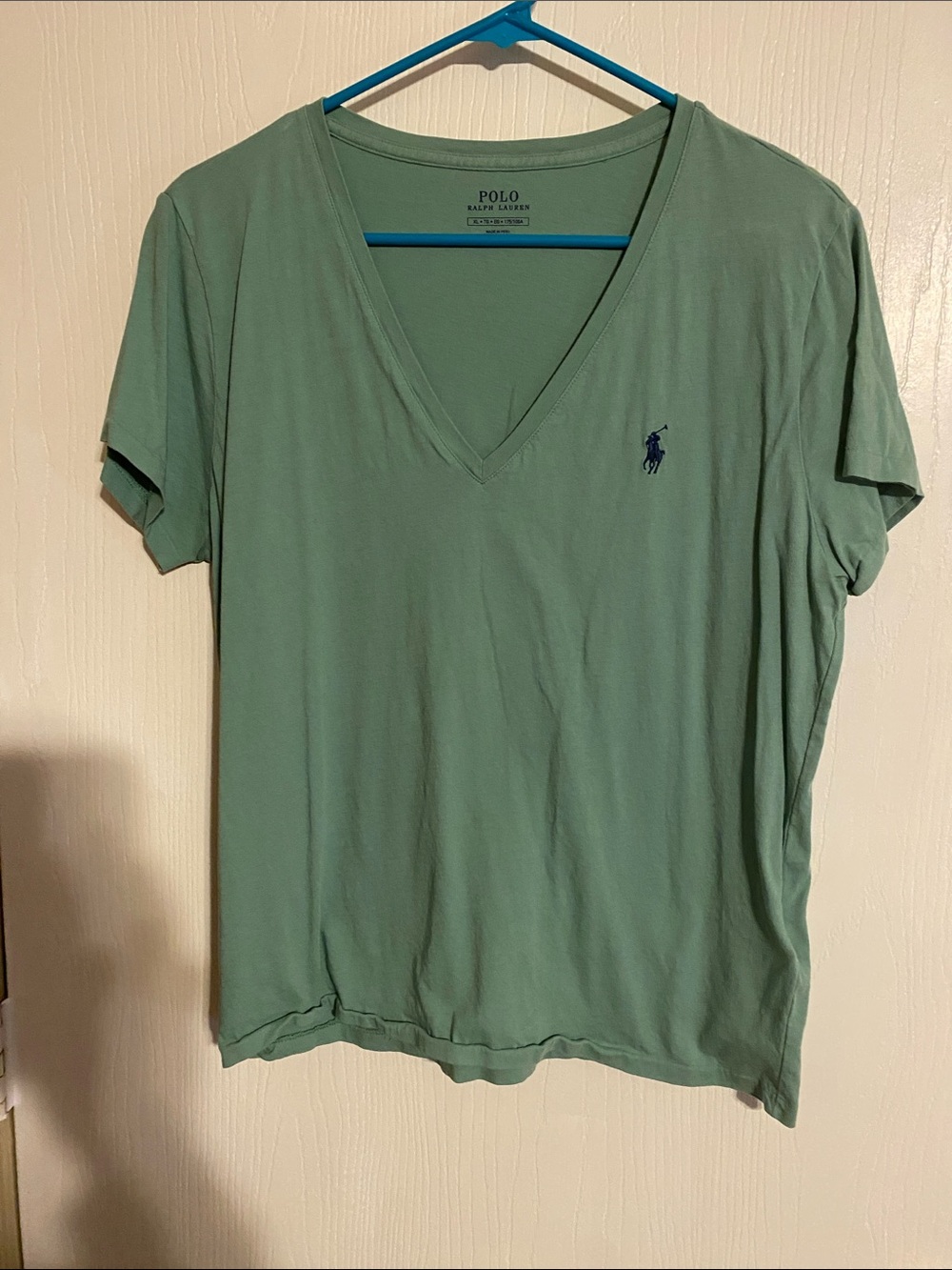 Polo by Ralph Lauren V-Neck Tee in Sage Green with Navy Pony
